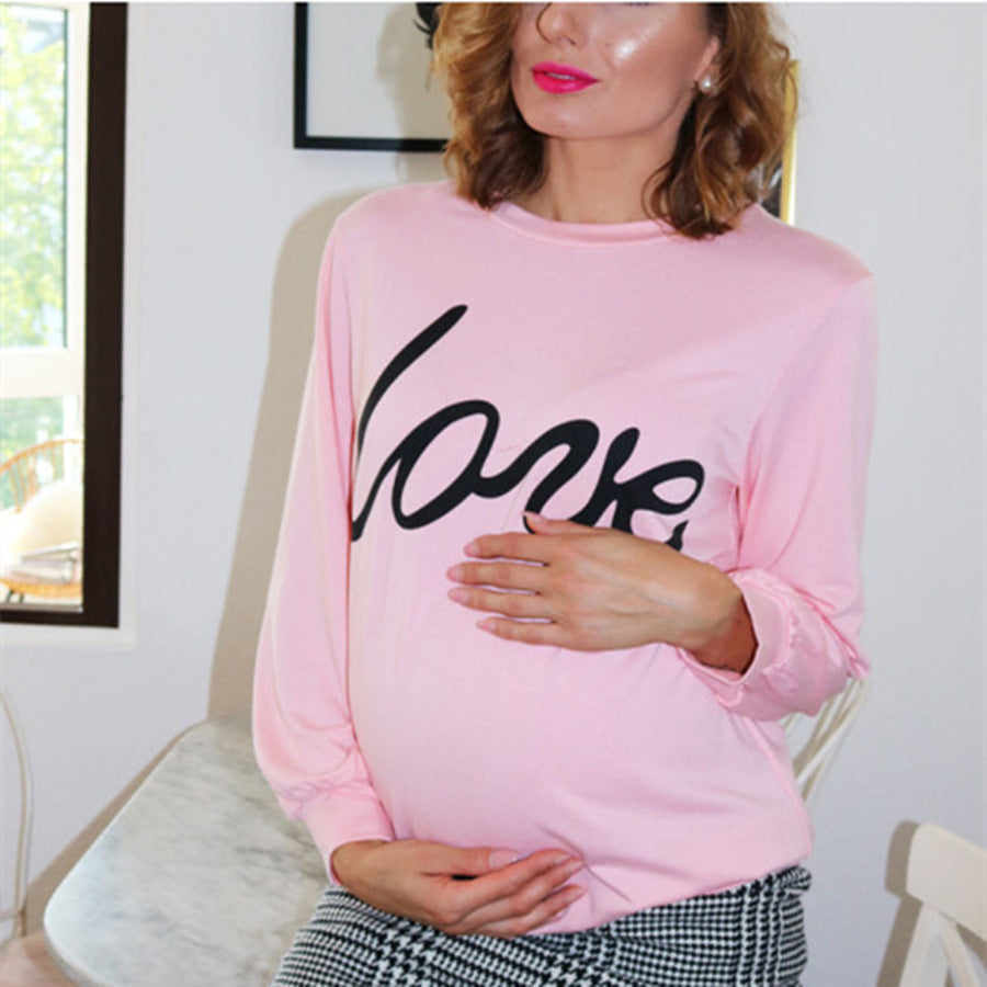 Love Printed Parent-child Maternity Sweatshirt