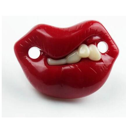 Funny Pacifier Photobooth Props Mustache Pacifiers, Soft Silicone Cute Kissable Lips and Teeth Pacifier for Baby