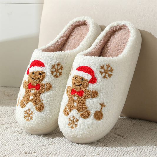 Womens Christmas Snowflake Gingerbread Slippers