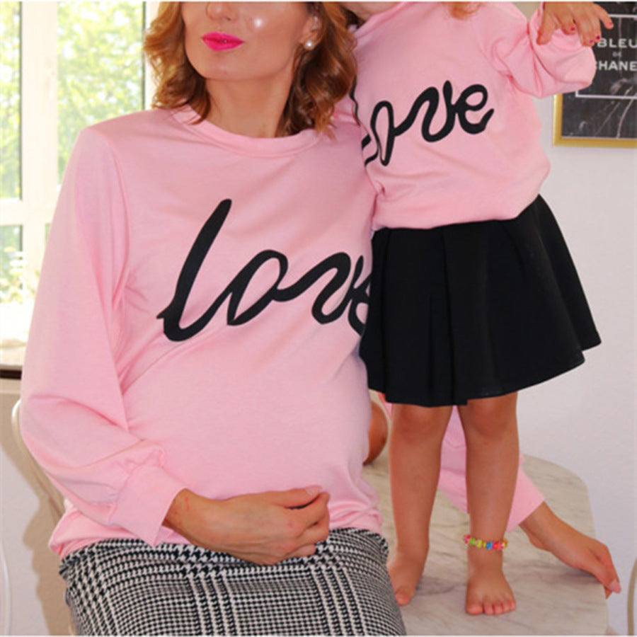 Love Printed Parent-child Maternity Sweatshirt