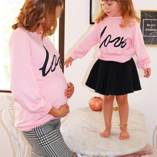 Love Printed Parent-child Maternity Sweatshirt