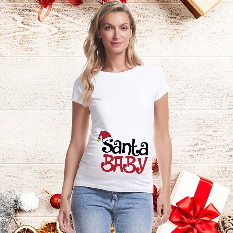 Christmas short sleeve maternity top