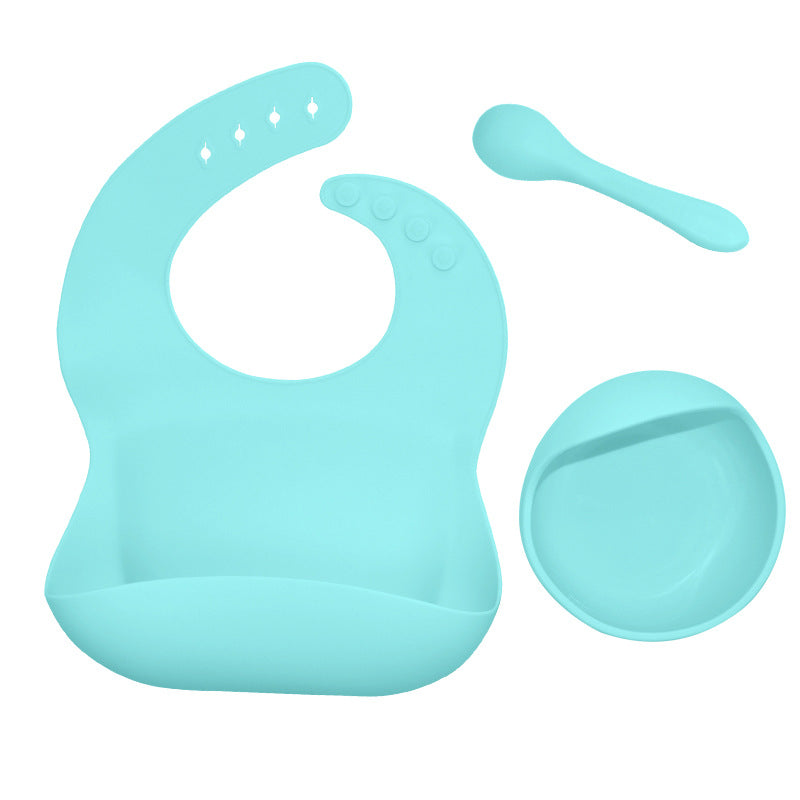 Babies Silicone Tableware Set | Baby Bib, Food Bowl and Spoon. 3 Piece Set