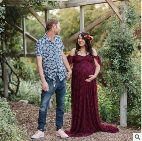 Off Shoulder Lace Maternity Dress