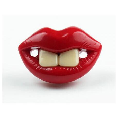 Funny Pacifier Photobooth Props Mustache Pacifiers, Soft Silicone Cute Kissable Lips and Teeth Pacifier for Baby