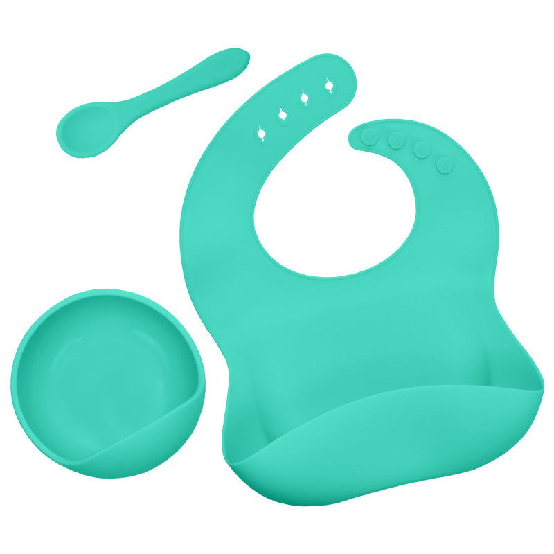 Babies Silicone Tableware Set | Baby Bib, Food Bowl and Spoon. 3 Piece Set