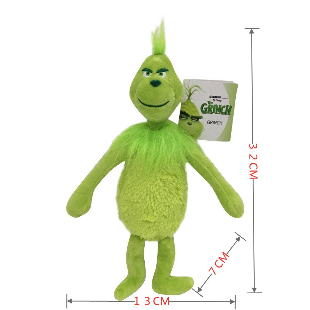 Kids Christmas Grinch Monster Plush Toy |  Green Hair Grinch Cartoon Doll