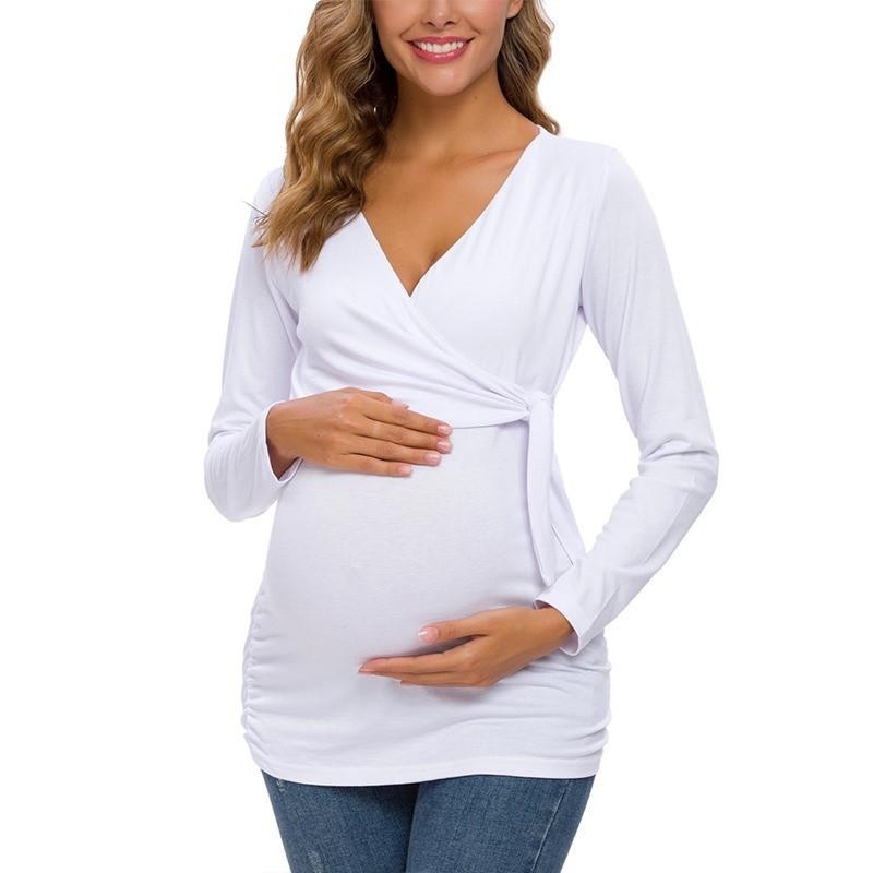 Long Sleeve V Neck Maternity Top