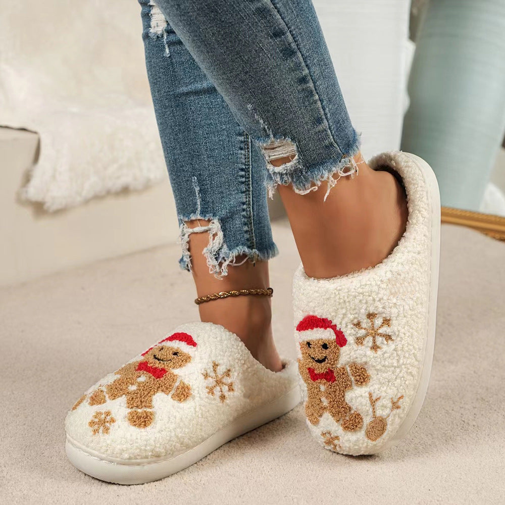 Womens Christmas Snowflake Gingerbread Slippers