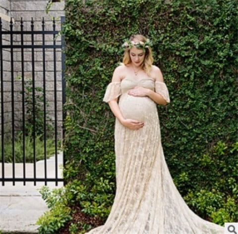 Off Shoulder Lace Maternity Dress