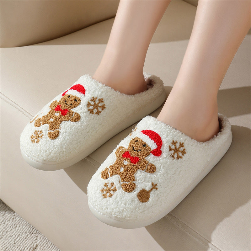 Womens Christmas Snowflake Gingerbread Slippers