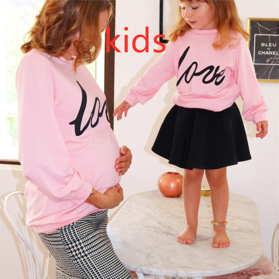 Love Printed Parent-child Maternity Sweatshirt