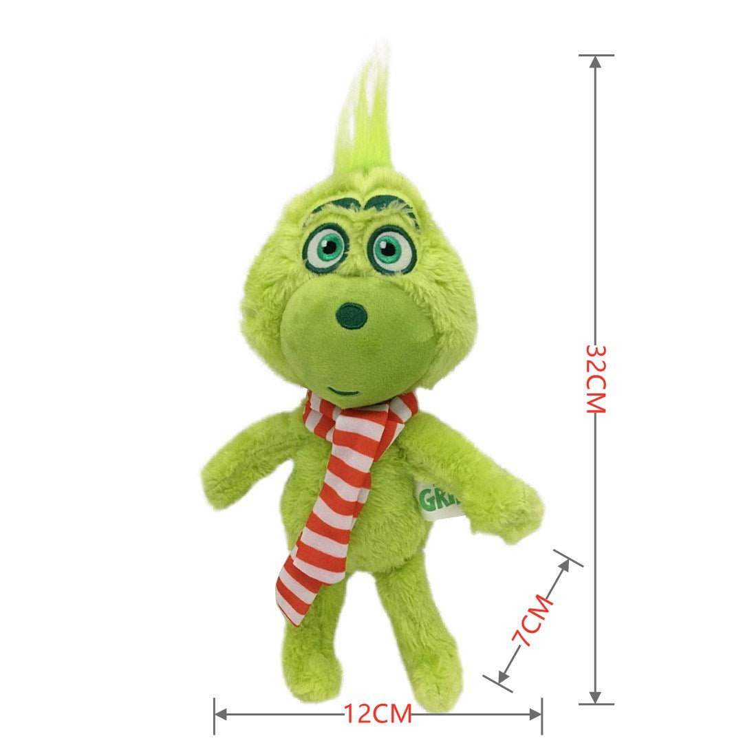 Kids Christmas Grinch Monster Plush Toy |  Green Hair Grinch Cartoon Doll