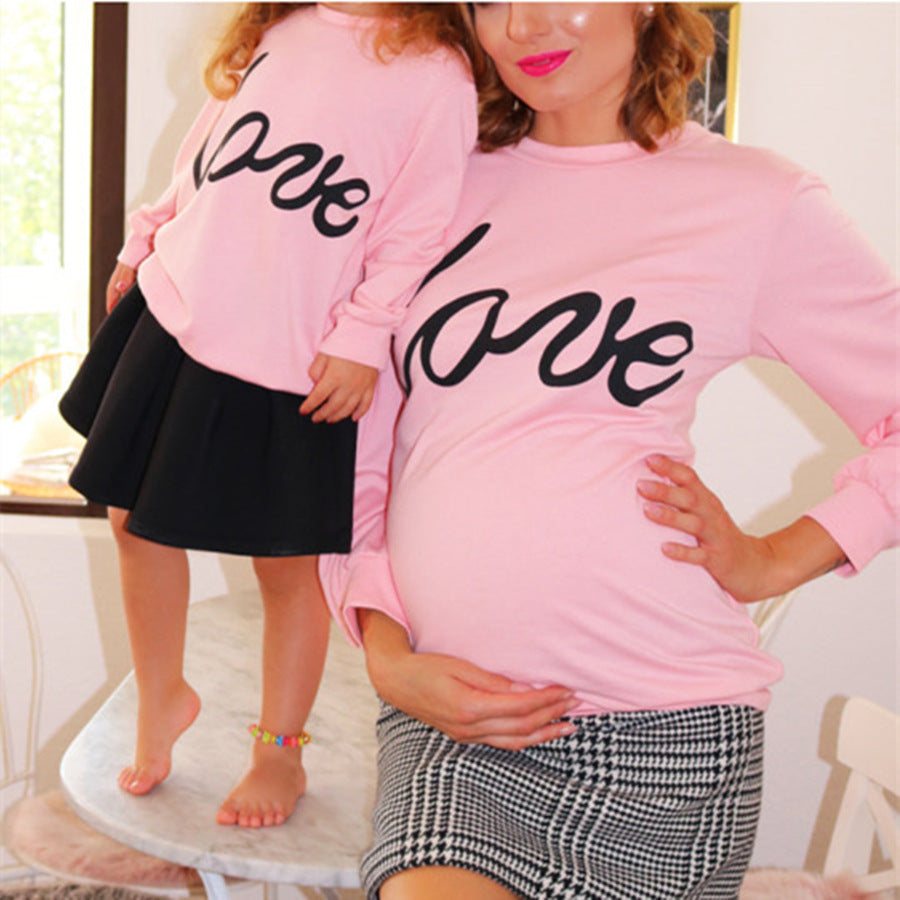 Love Printed Parent-child Maternity Sweatshirt