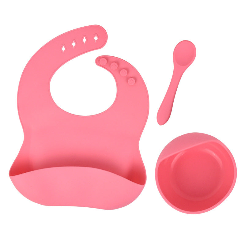 Babies Silicone Tableware Set | Baby Bib, Food Bowl and Spoon. 3 Piece Set