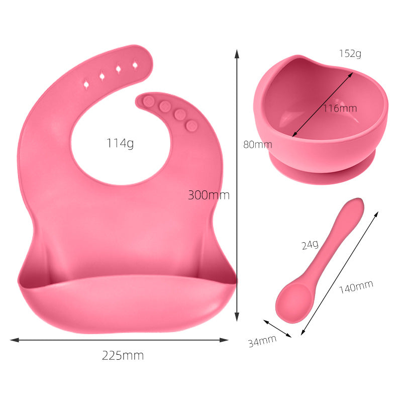 Babies Silicone Tableware Set | Baby Bib, Food Bowl and Spoon. 3 Piece Set