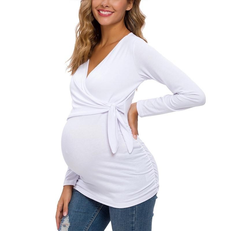 Long Sleeve V Neck Maternity Top