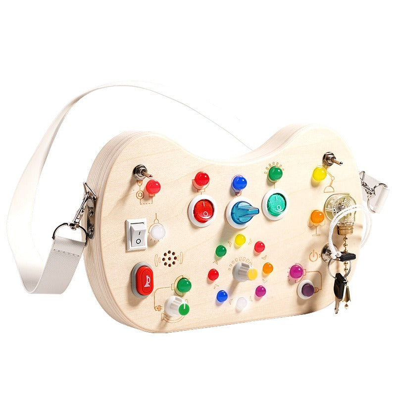 Wooden LED optoelectronic guitar busy board children's Montessori early education puzzle toy