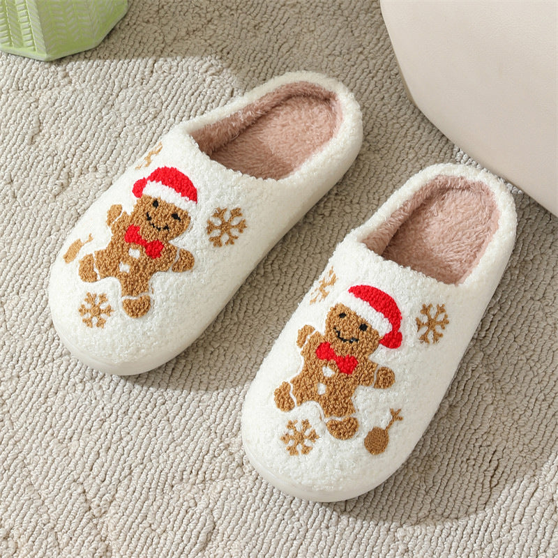 Womens Christmas Snowflake Gingerbread Slippers