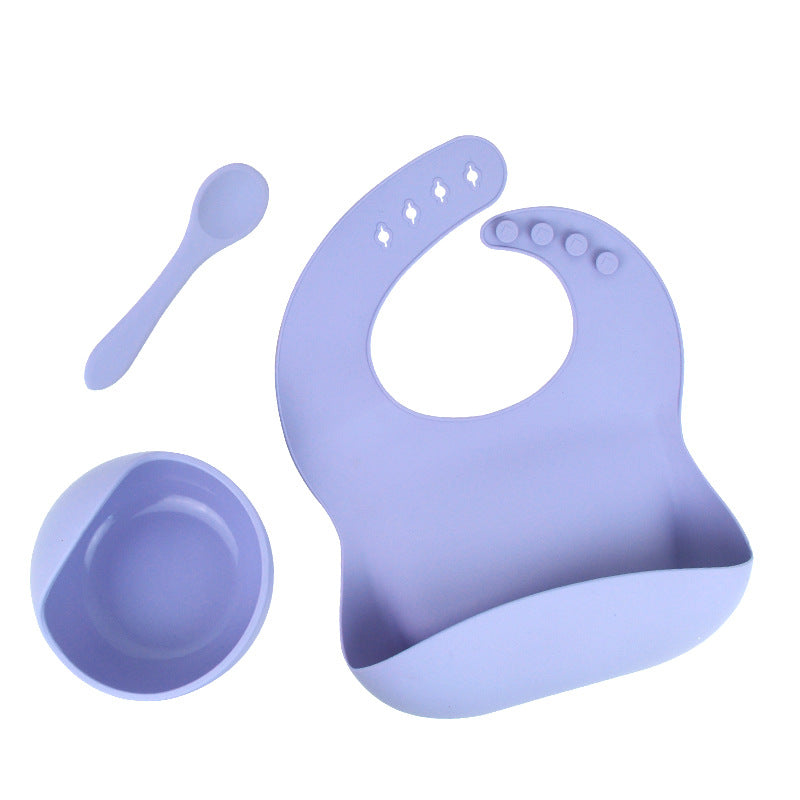 Babies Silicone Tableware Set | Baby Bib, Food Bowl and Spoon. 3 Piece Set