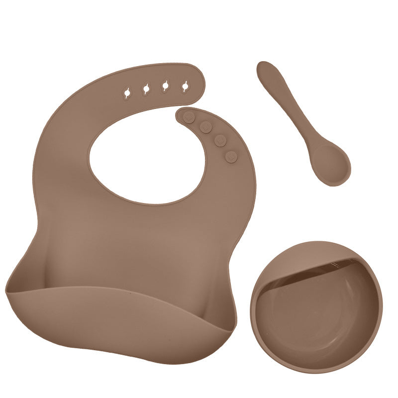 Babies Silicone Tableware Set | Baby Bib, Food Bowl and Spoon. 3 Piece Set