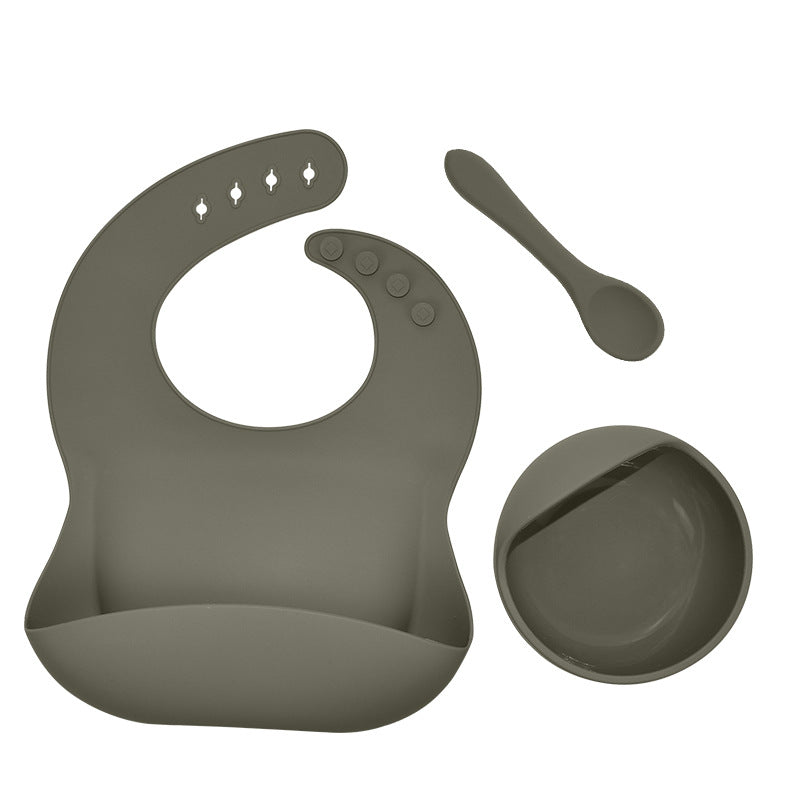 Babies Silicone Tableware Set | Baby Bib, Food Bowl and Spoon. 3 Piece Set