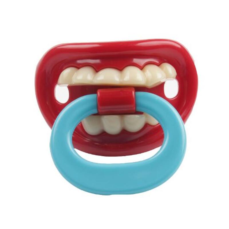 Funny Pacifier Photobooth Props Mustache Pacifiers, Soft Silicone Cute Kissable Lips and Teeth Pacifier for Baby