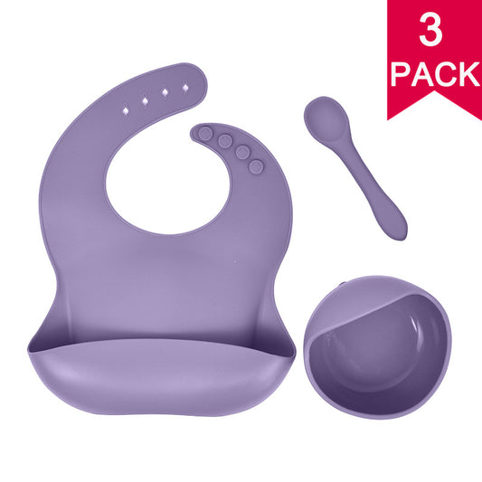 Babies Silicone Tableware Set | Baby Bib, Food Bowl and Spoon. 3 Piece Set