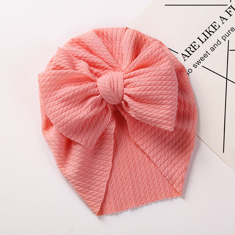 Babies Pit Strip Hat With Double Bow Baby | Warm and Cute Baotou Cap for Babies