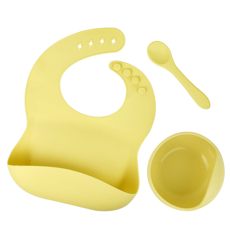 Babies Silicone Tableware Set | Baby Bib, Food Bowl and Spoon. 3 Piece Set