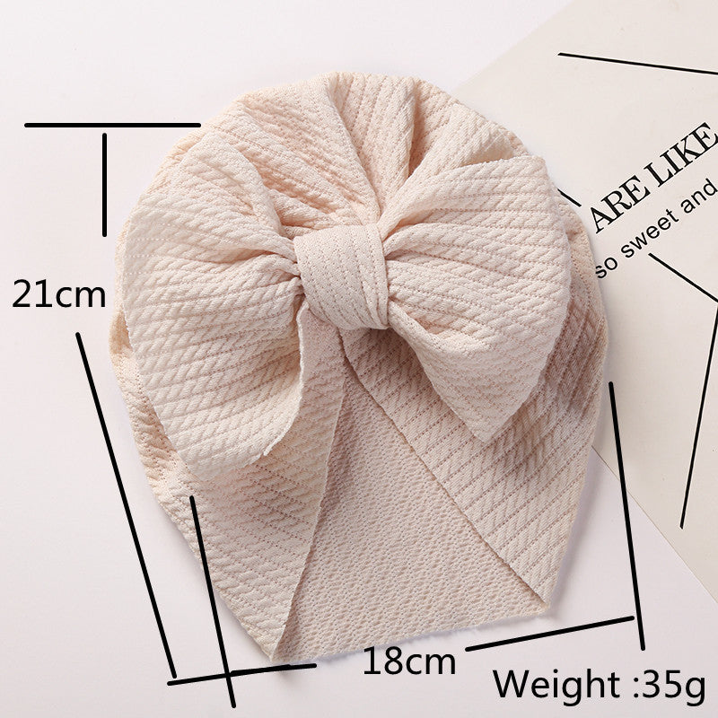 Babies Pit Strip Hat With Double Bow Baby | Warm and Cute Baotou Cap for Babies