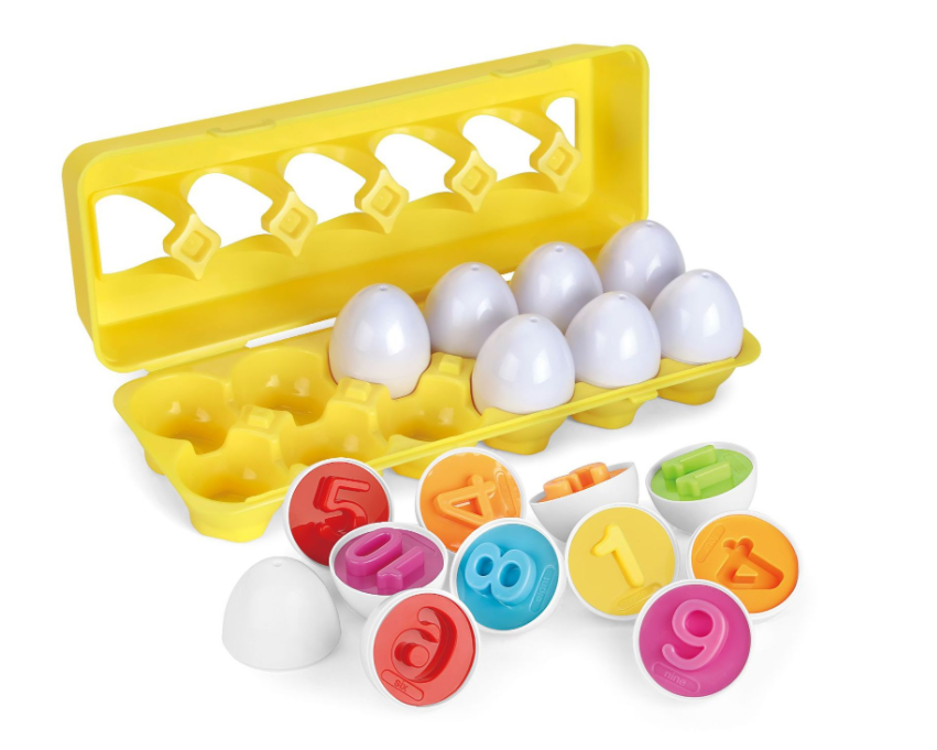 Matching Eggs 12 pcs Set Color & Shape Recoginition Sorter Puzzle for Easter Travel Bingo Game Early Learning Educational Fine Motor Skill Gift for Babies | Children's Puzzle Early Education Assembly Toy