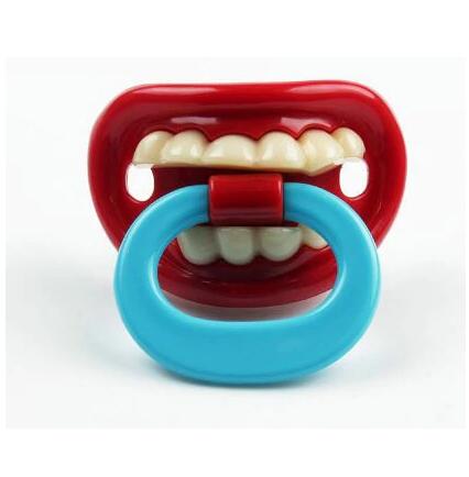Funny Pacifier Photobooth Props Mustache Pacifiers, Soft Silicone Cute Kissable Lips and Teeth Pacifier for Baby