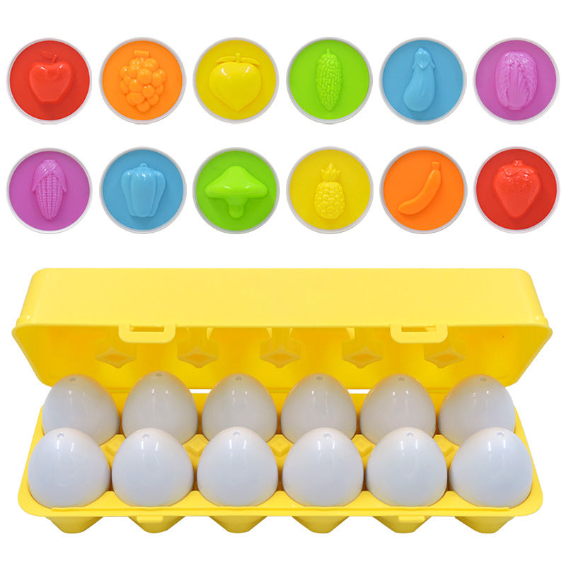 Matching Eggs 12 pcs Set Color & Shape Recoginition Sorter Puzzle for Easter Travel Bingo Game Early Learning Educational Fine Motor Skill Gift for Babies | Children's Puzzle Early Education Assembly Toy