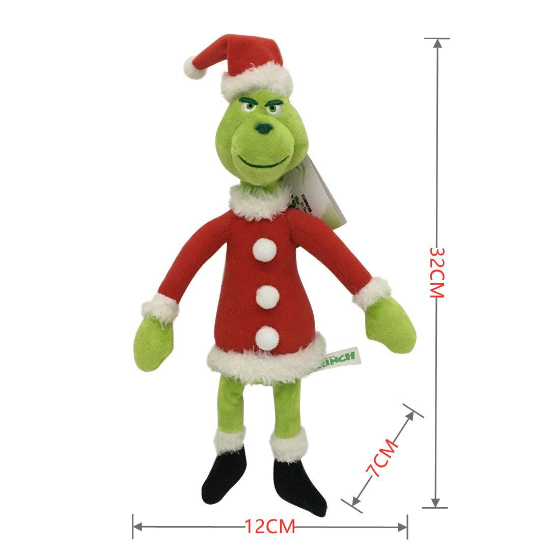 Kids Christmas Grinch Monster Plush Toy |  Green Hair Grinch Cartoon Doll