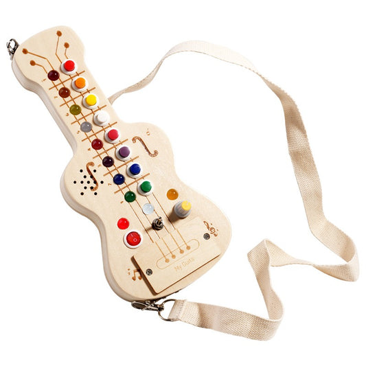 Wooden LED optoelectronic guitar busy board children's Montessori early education puzzle toy