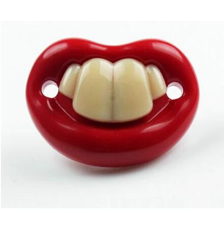 Funny Pacifier Photobooth Props Mustache Pacifiers, Soft Silicone Cute Kissable Lips and Teeth Pacifier for Baby