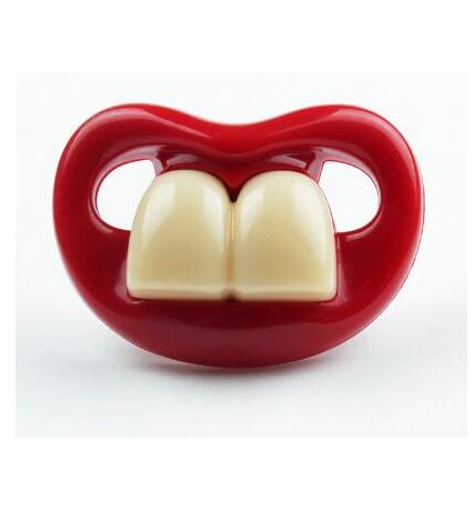 Funny Pacifier Photobooth Props Mustache Pacifiers, Soft Silicone Cute Kissable Lips and Teeth Pacifier for Baby