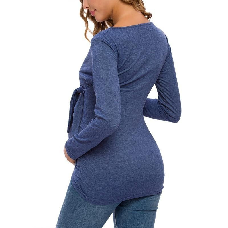 Long Sleeve V Neck Maternity Top