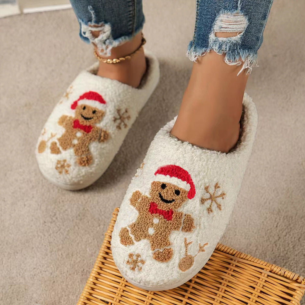 Womens Christmas Snowflake Gingerbread Slippers