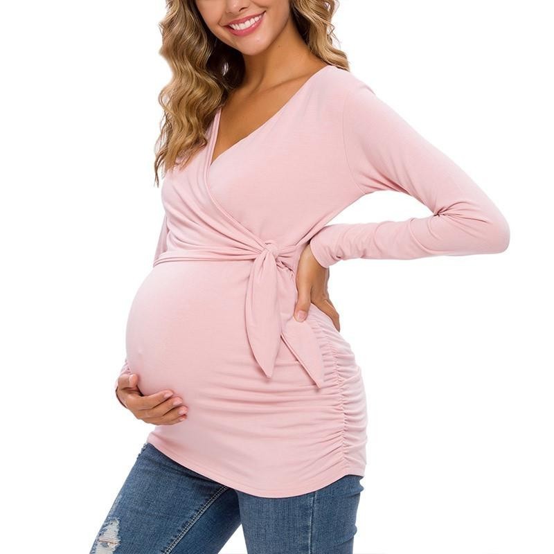 Long Sleeve V Neck Maternity Top