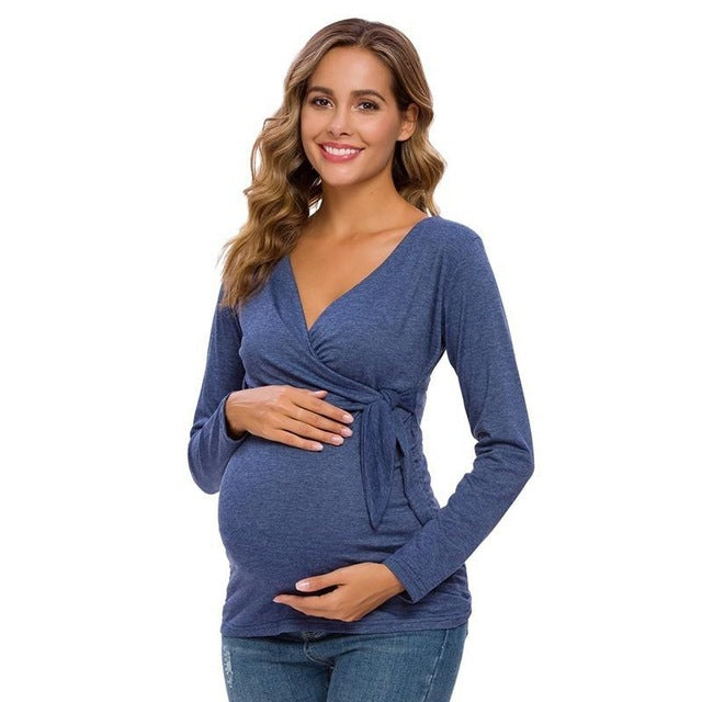 Long Sleeve V Neck Maternity Top