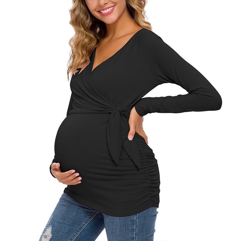 Long Sleeve V Neck Maternity Top